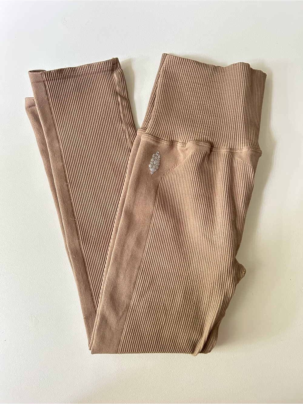Free People Movement Ribbed High-Rise Leggings - Taupe Gray